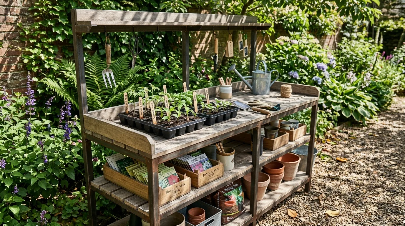 Modern Metal and Wood Potting Bench